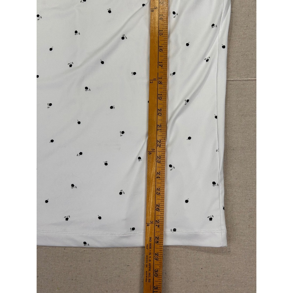 Redvanly Mens Large Golf Polo White Black Floral Print Short Sleeve Shirt AO - Picture 2 of 8